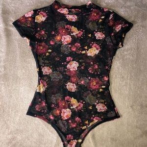 FLORAL SHEER MESH BODYSUIT